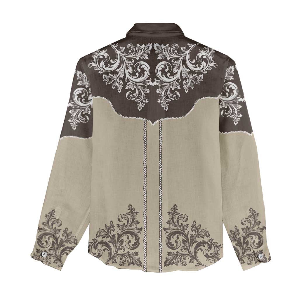 Vintage Western Cowboy Women Casual Shirt Brown Version - Wonder Print Shop