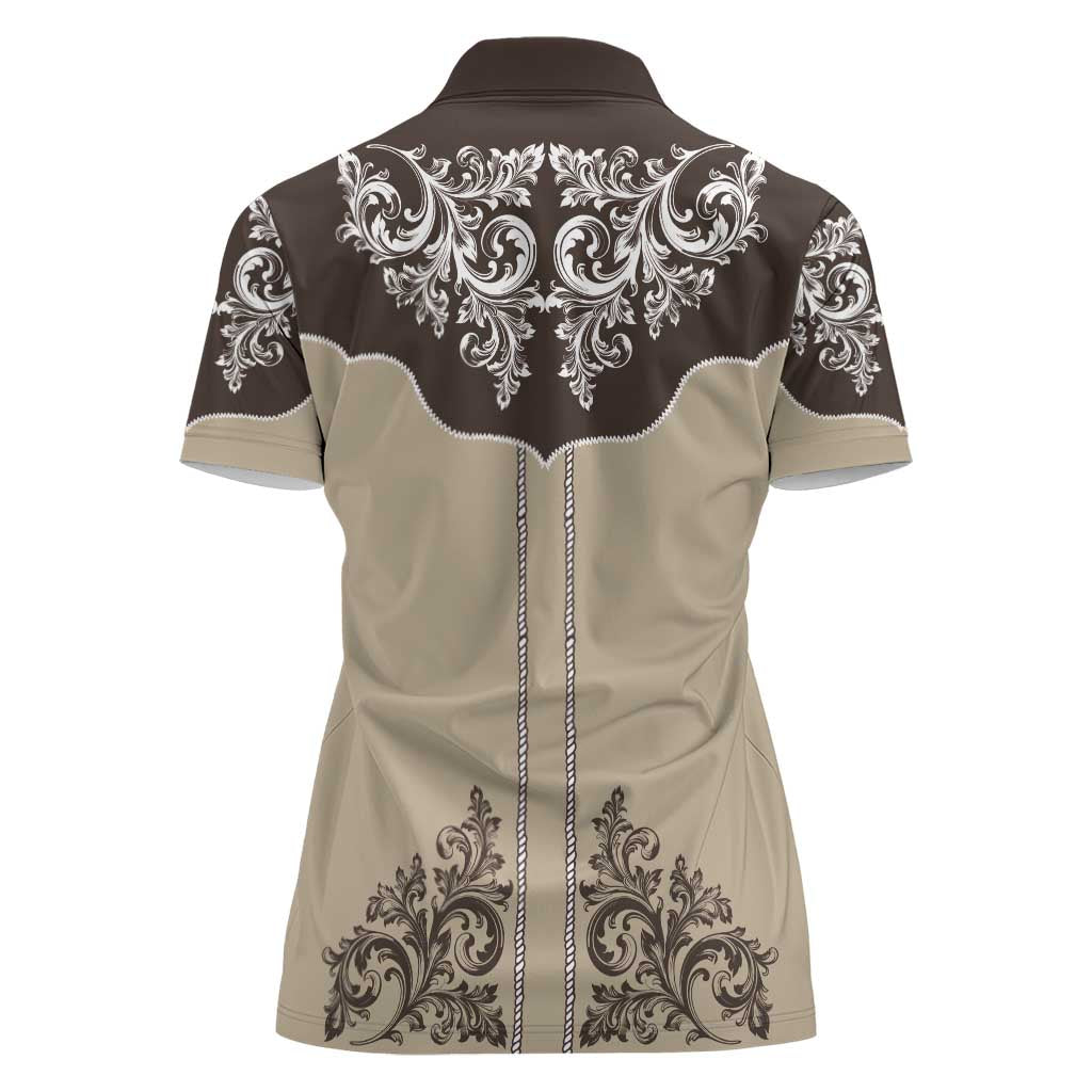 Vintage Western Cowboy Women Polo Shirt Brown Version - Wonder Print Shop