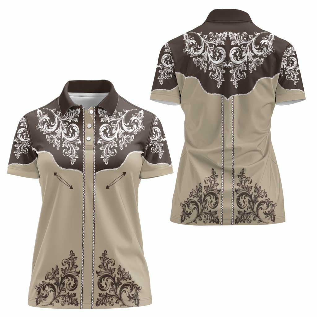 Vintage Western Cowboy Women Polo Shirt Brown Version - Wonder Print Shop