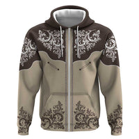 Vintage Western Cowboy Zip Hoodie Brown Version - Wonder Print Shop
