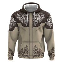 Vintage Western Cowboy Zip Hoodie Brown Version - Wonder Print Shop