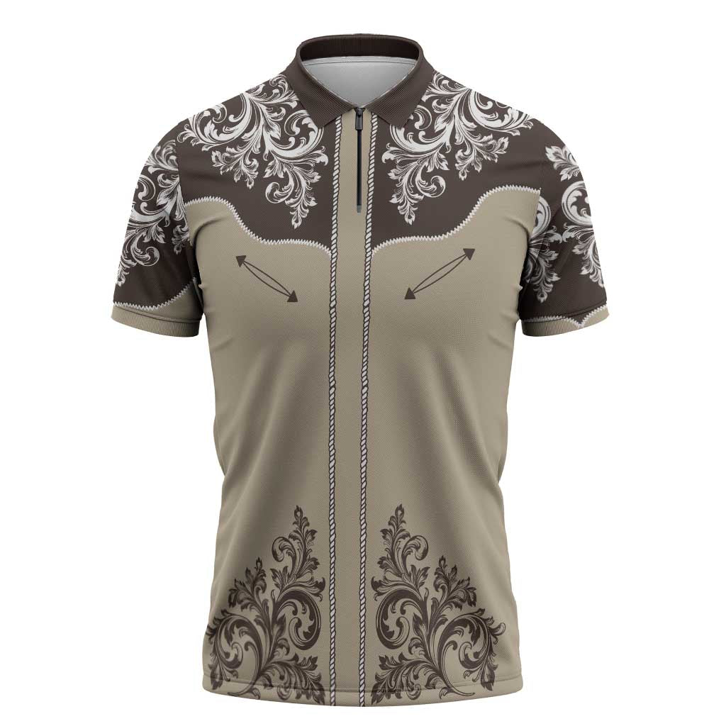 Vintage Western Cowboy Zipper Polo Shirt Brown Version - Wonder Print Shop