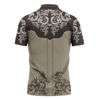 Vintage Western Cowboy Zipper Polo Shirt Brown Version - Wonder Print Shop