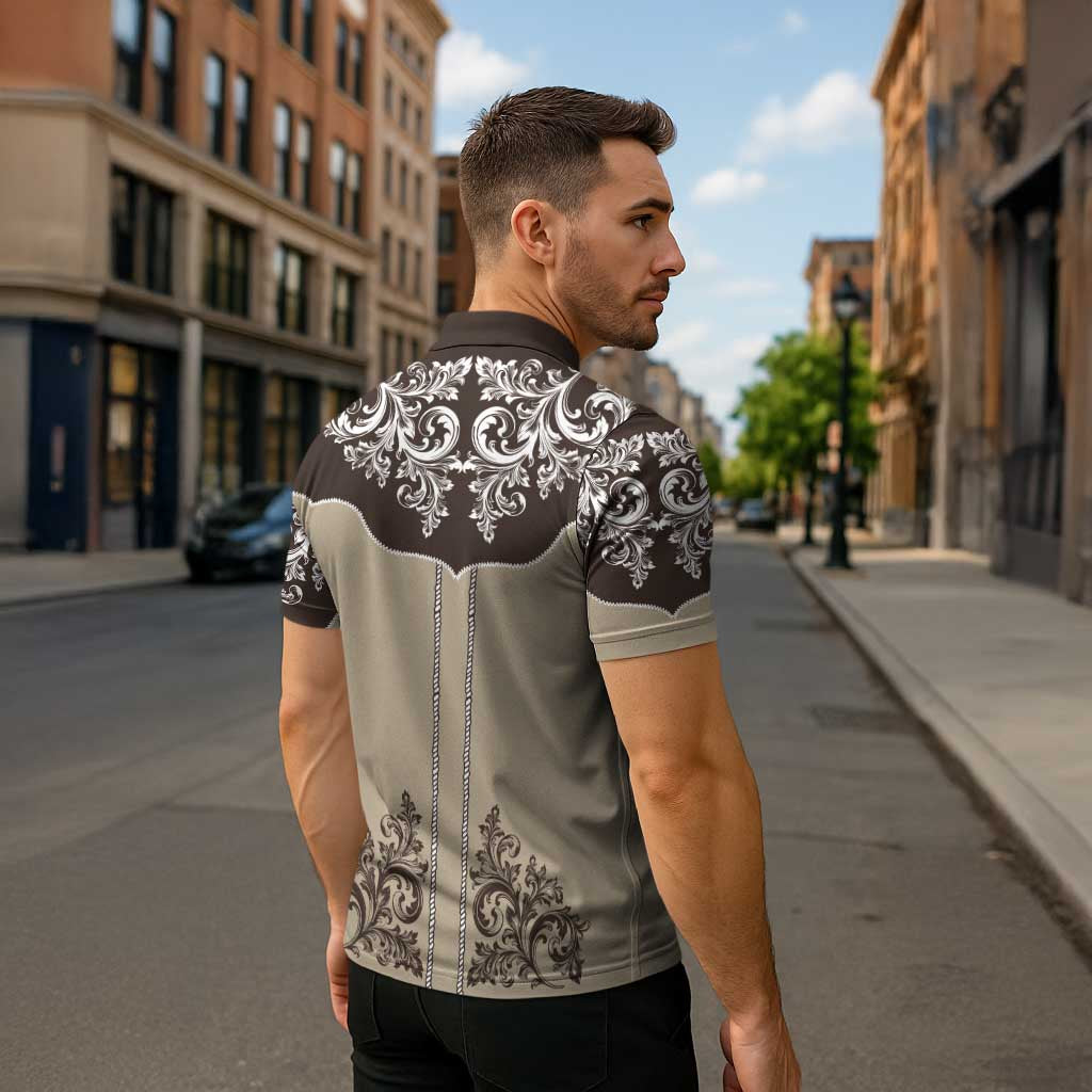 Vintage Western Cowboy Zipper Polo Shirt Brown Version - Wonder Print Shop