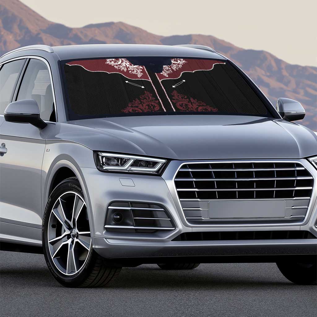 Vintage Western Cowboy Auto Sun Shade Black Version - Wonder Print Shop