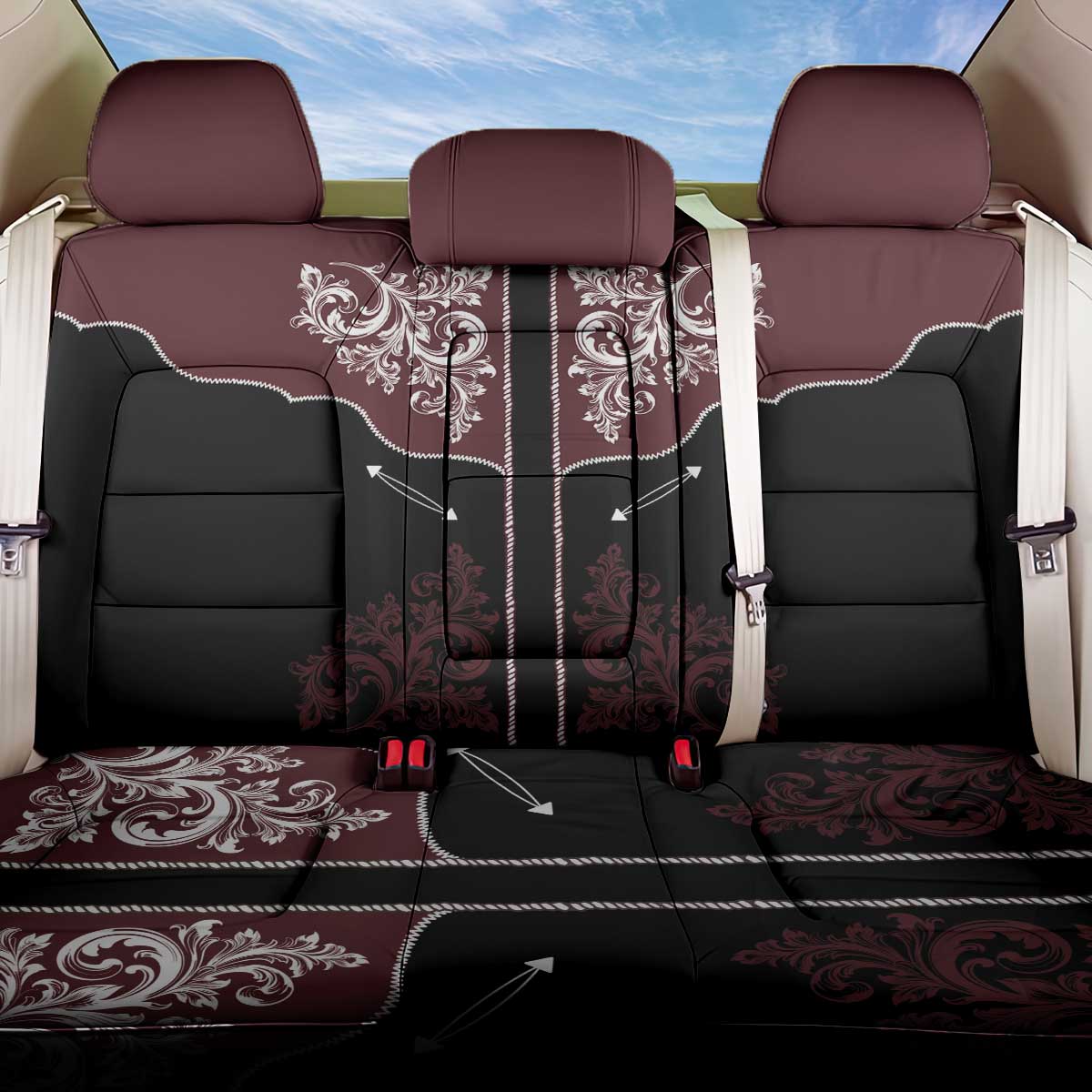 Vintage Western Cowboy Back Car Seat Cover Black Version - Wonder Print Shop