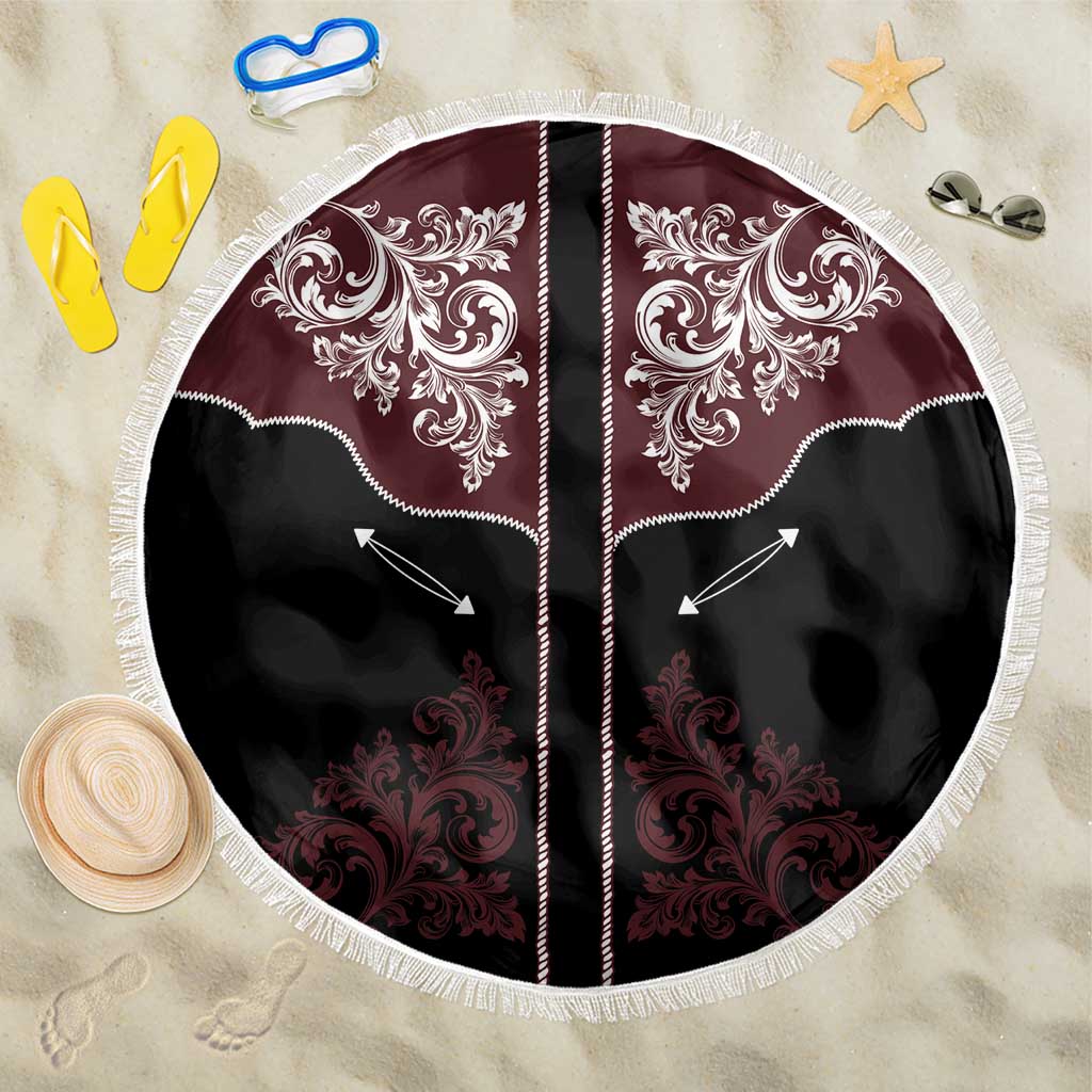 Vintage Western Cowboy Beach Blanket Black Version - Wonder Print Shop