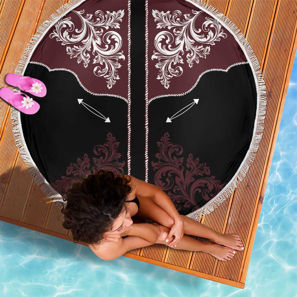 Vintage Western Cowboy Beach Blanket Black Version - Wonder Print Shop