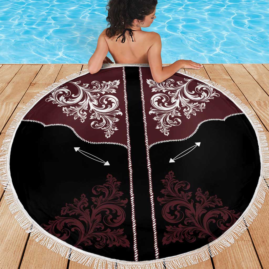 Vintage Western Cowboy Beach Blanket Black Version - Wonder Print Shop