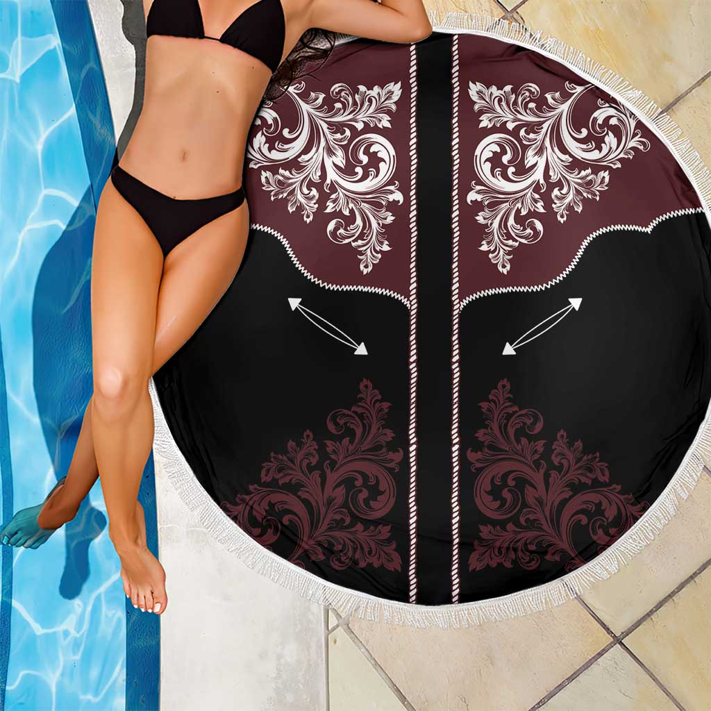 Vintage Western Cowboy Beach Blanket Black Version - Wonder Print Shop