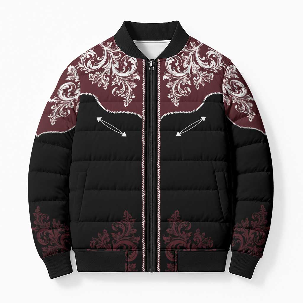 Vintage Western Cowboy Bomber Puffer Jacket Black Version - Wonder Print Shop