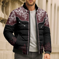 Vintage Western Cowboy Bomber Puffer Jacket Black Version - Wonder Print Shop
