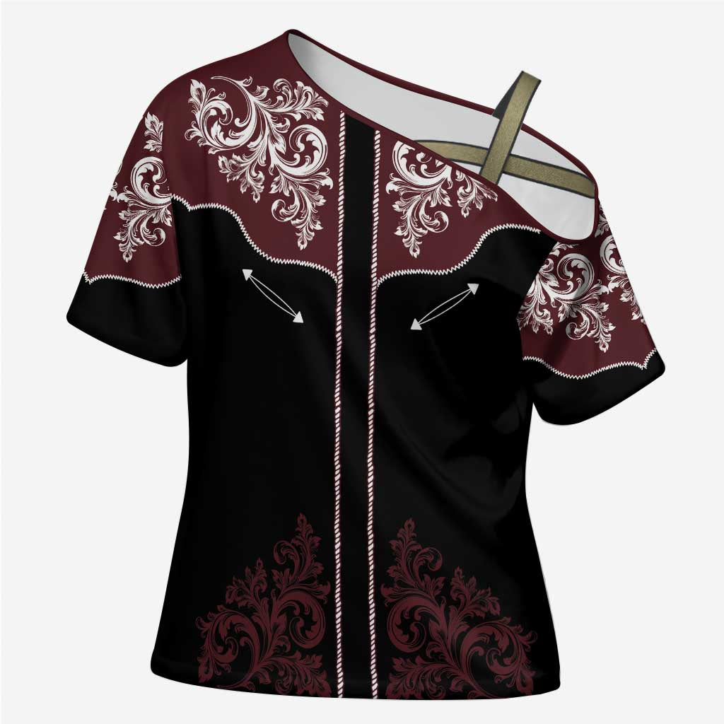 Vintage Western Cowboy Cross Shoulder Shirt Black Version - Wonder Print Shop