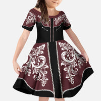 Vintage Western Cowboy Family Matching Off The Shoulder Long Sleeve Dress and Hawaiian Shirt Black Version - Wonder Print Shop