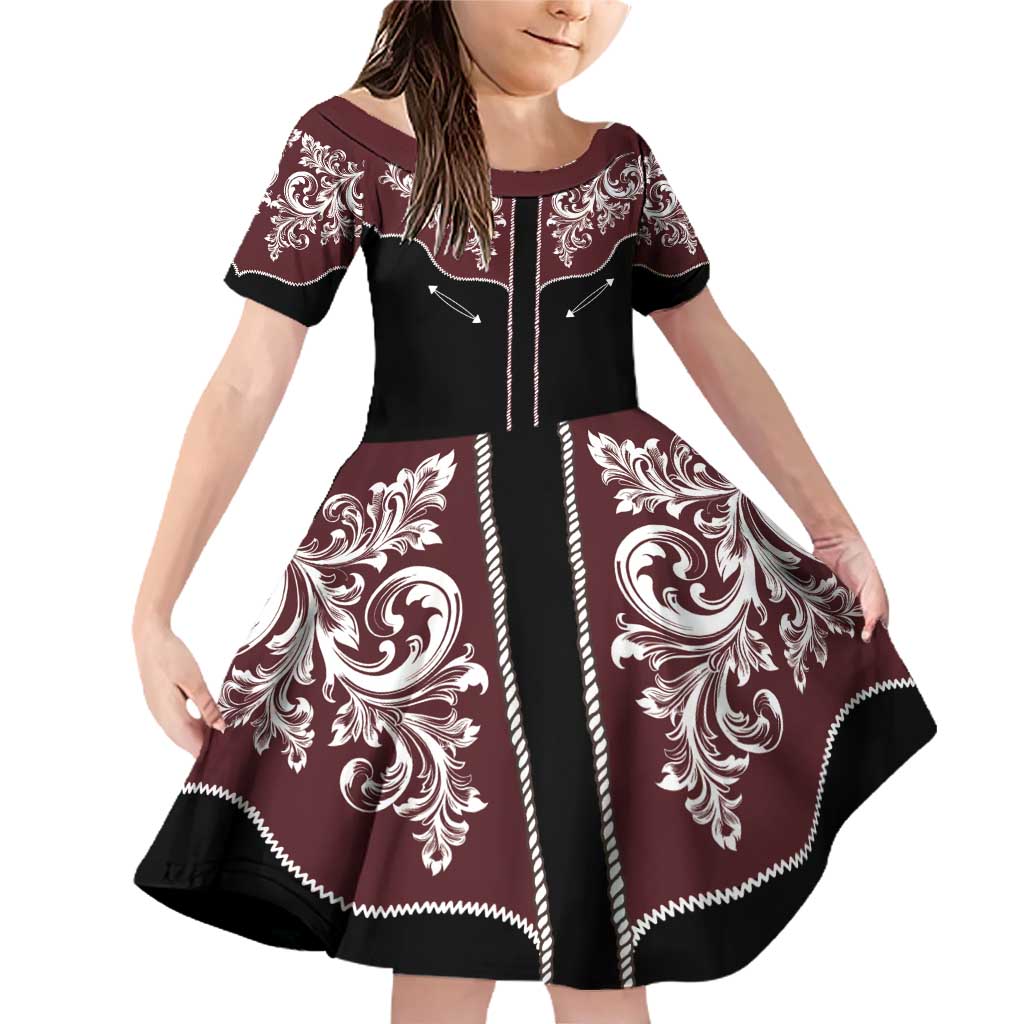 Vintage Western Cowboy Family Matching Off Shoulder Short Dress and Hawaiian Shirt Black Version - Wonder Print Shop