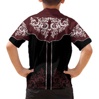 Vintage Western Cowboy Family Matching Short Sleeve Bodycon Dress and Hawaiian Shirt Black Version - Wonder Print Shop