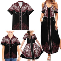 Vintage Western Cowboy Family Matching Summer Maxi Dress and Hawaiian Shirt Black Version - Wonder Print Shop