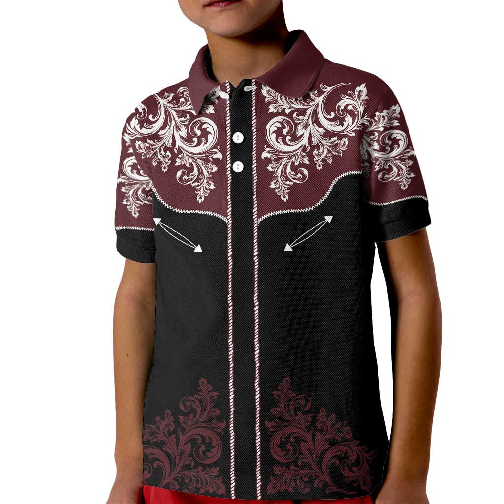 Vintage Western Cowboy Kid Polo Shirt Black Version - Wonder Print Shop