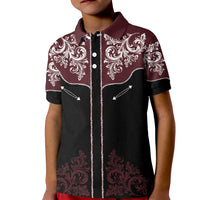 Vintage Western Cowboy Kid Polo Shirt Black Version - Wonder Print Shop