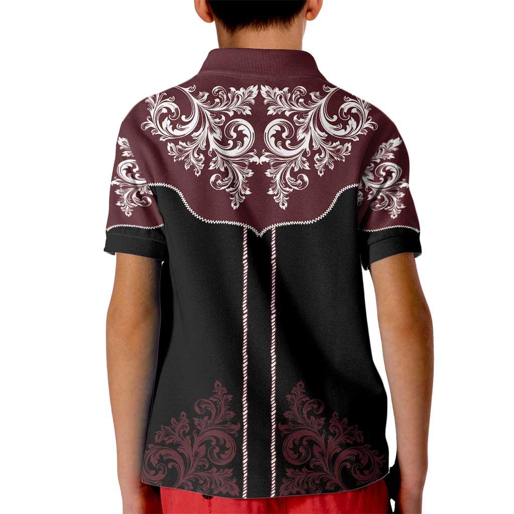 Vintage Western Cowboy Kid Polo Shirt Black Version - Wonder Print Shop