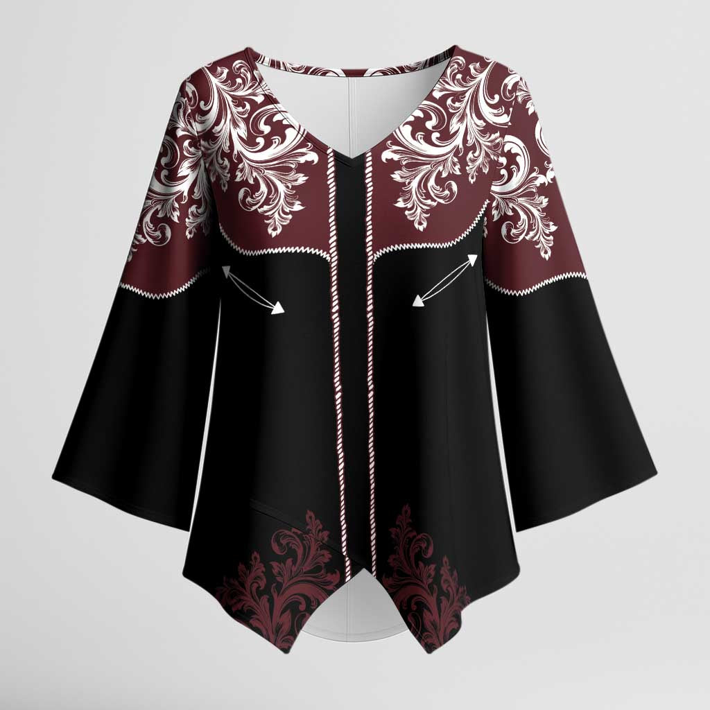 Vintage Western Cowboy Kimono Sleeve Blouse Black Version - Wonder Print Shop
