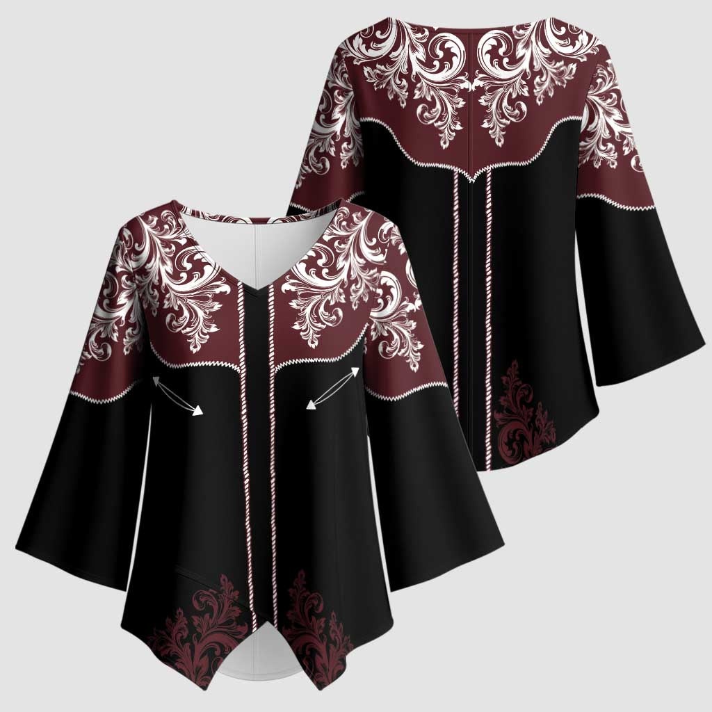 Vintage Western Cowboy Kimono Sleeve Blouse Black Version - Wonder Print Shop