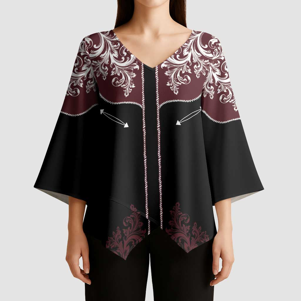 Vintage Western Cowboy Kimono Sleeve Blouse Black Version - Wonder Print Shop