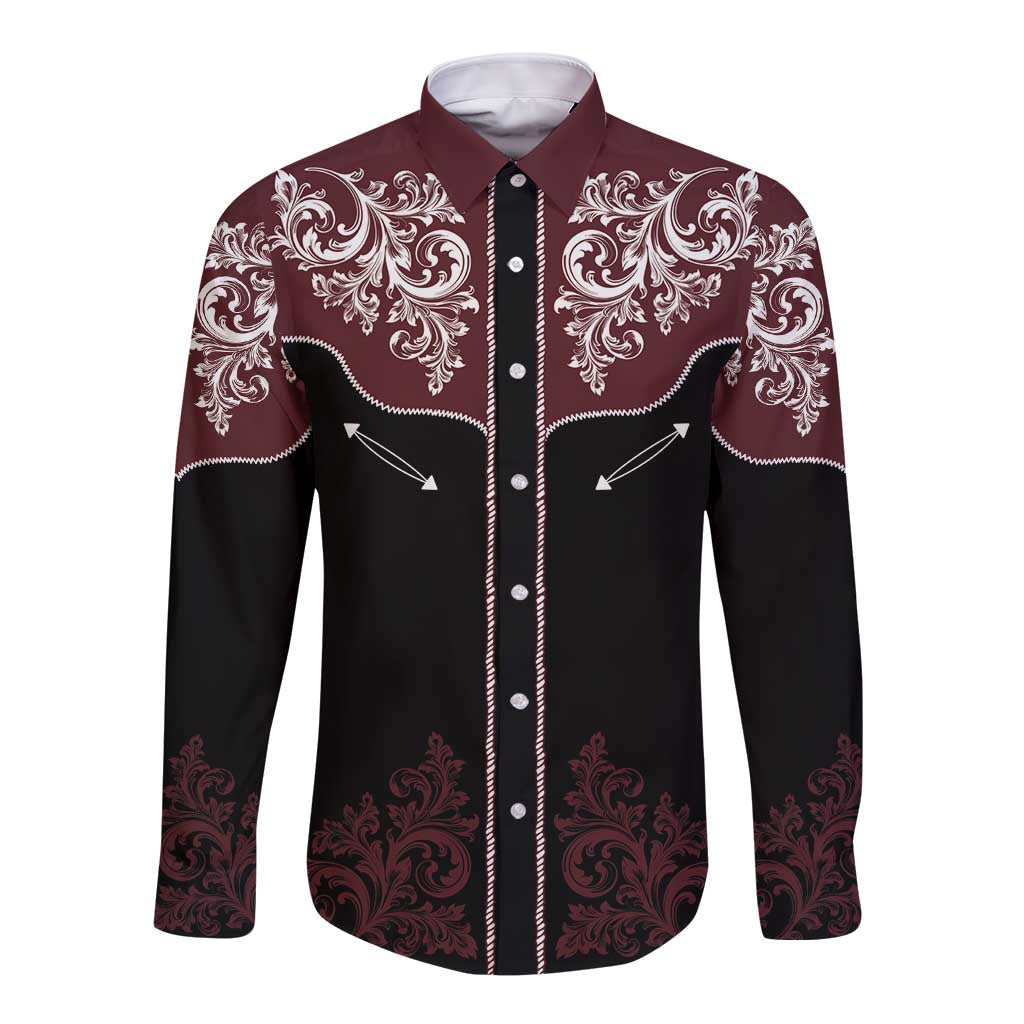 Vintage Western Cowboy Long Sleeve Button Shirt Black Version - Wonder Print Shop