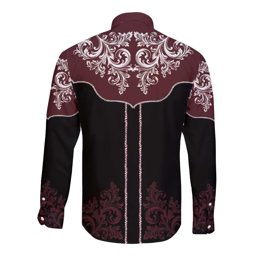 Vintage Western Cowboy Long Sleeve Button Shirt Black Version - Wonder Print Shop