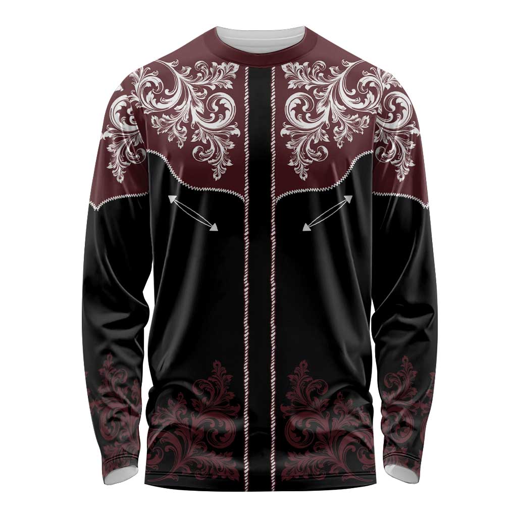 Vintage Western Cowboy Long Sleeve Shirt Black Version - Wonder Print Shop