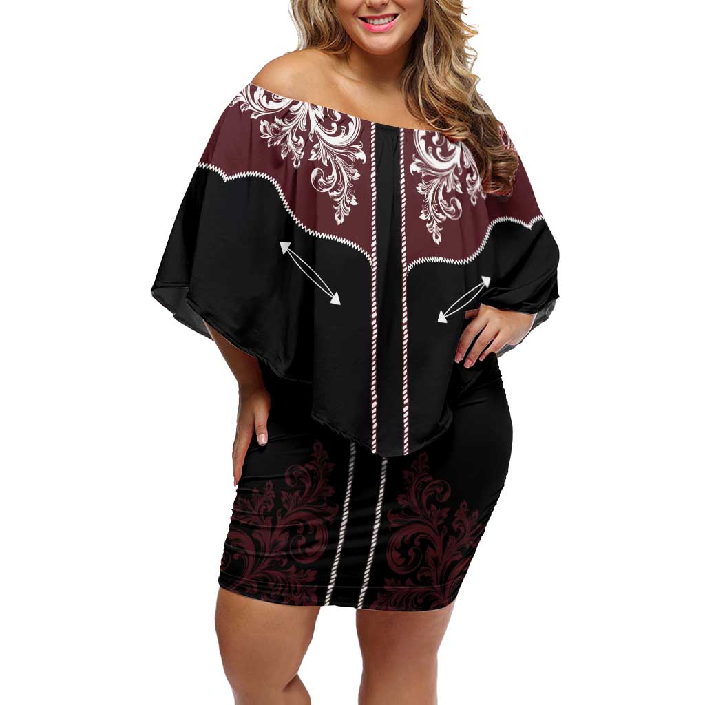 Vintage Western Cowboy Off Shoulder Short Dress Black Version - Wonder Print Shop