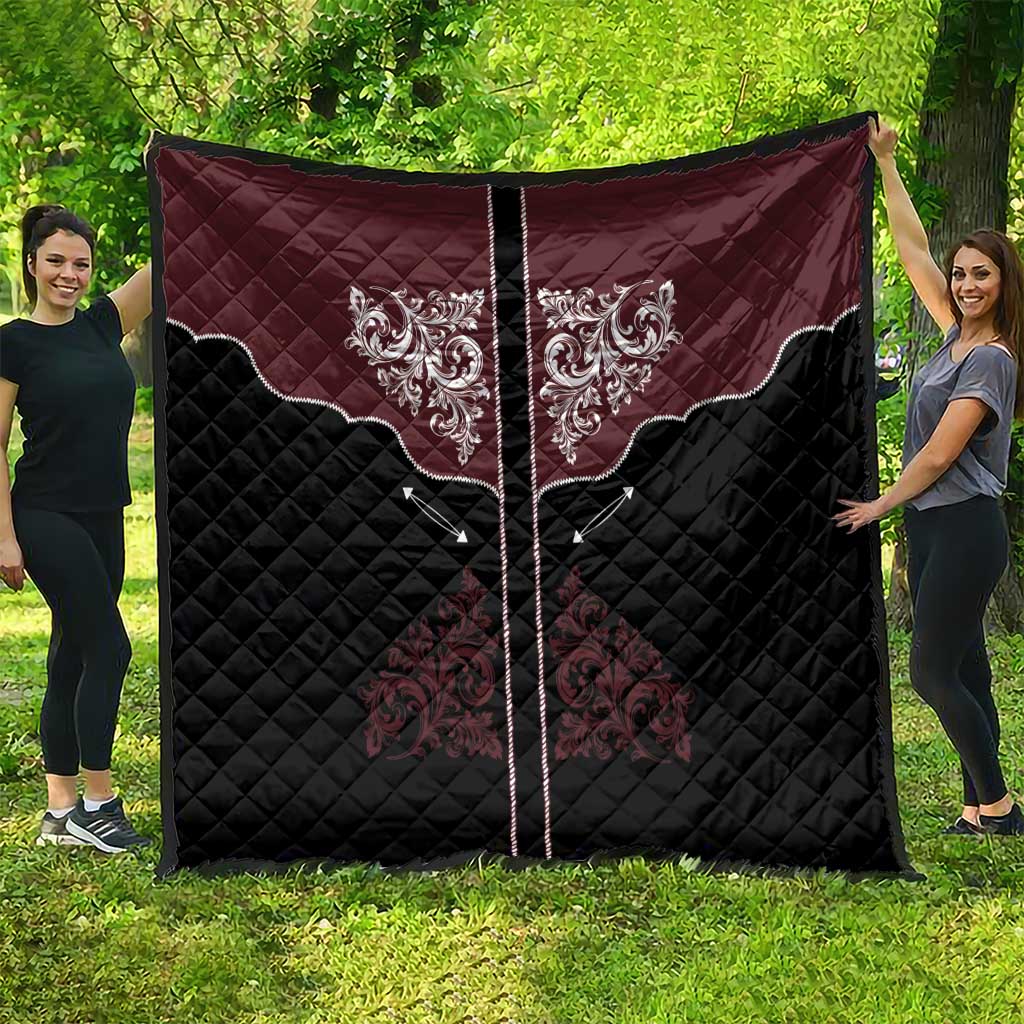 Vintage Western Cowboy Quilt Black Version - Wonder Print Shop