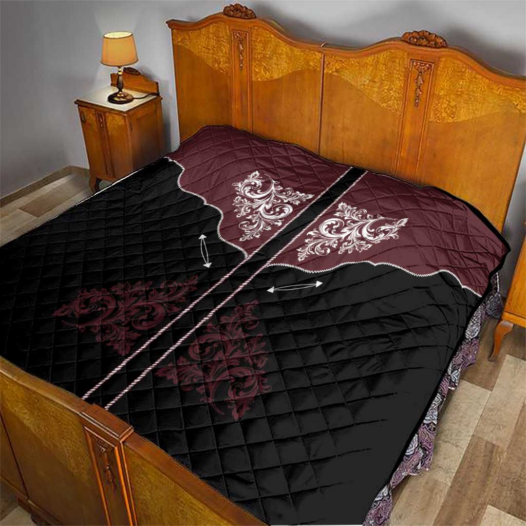 Vintage Western Cowboy Quilt Black Version - Wonder Print Shop