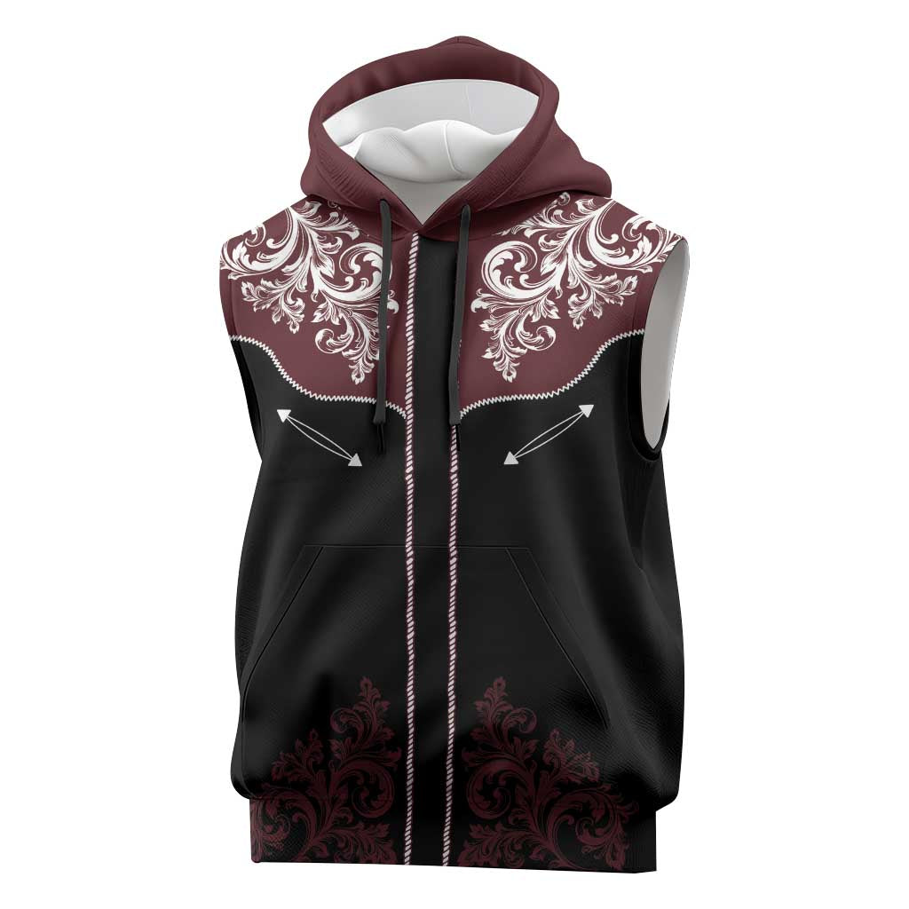 Vintage Western Cowboy Sleeveless Hoodie Black Version - Wonder Print Shop