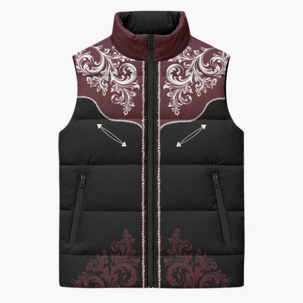 Vintage Western Cowboy Sleeveless Puffer Jacket Black Version - Wonder Print Shop