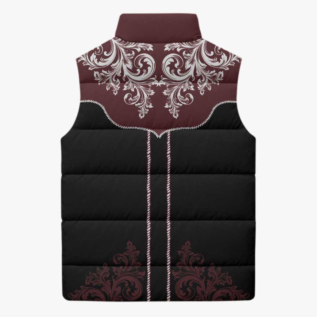 Vintage Western Cowboy Sleeveless Puffer Jacket Black Version - Wonder Print Shop