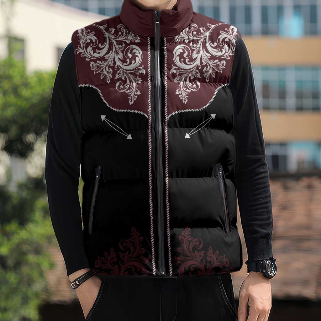 Vintage Western Cowboy Sleeveless Puffer Jacket Black Version - Wonder Print Shop
