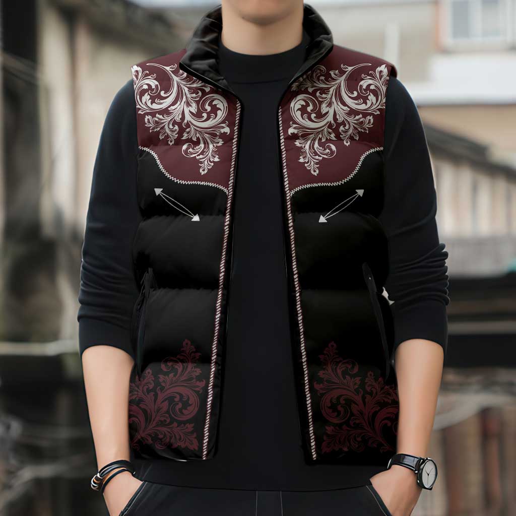 Vintage Western Cowboy Sleeveless Puffer Jacket Black Version - Wonder Print Shop