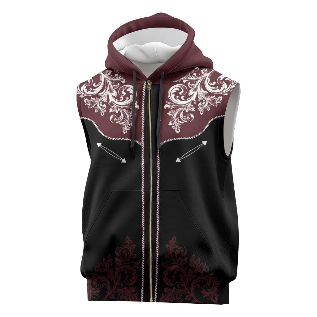 Vintage Western Cowboy Sleeveless Zip Hoodie Black Version - Wonder Print Shop