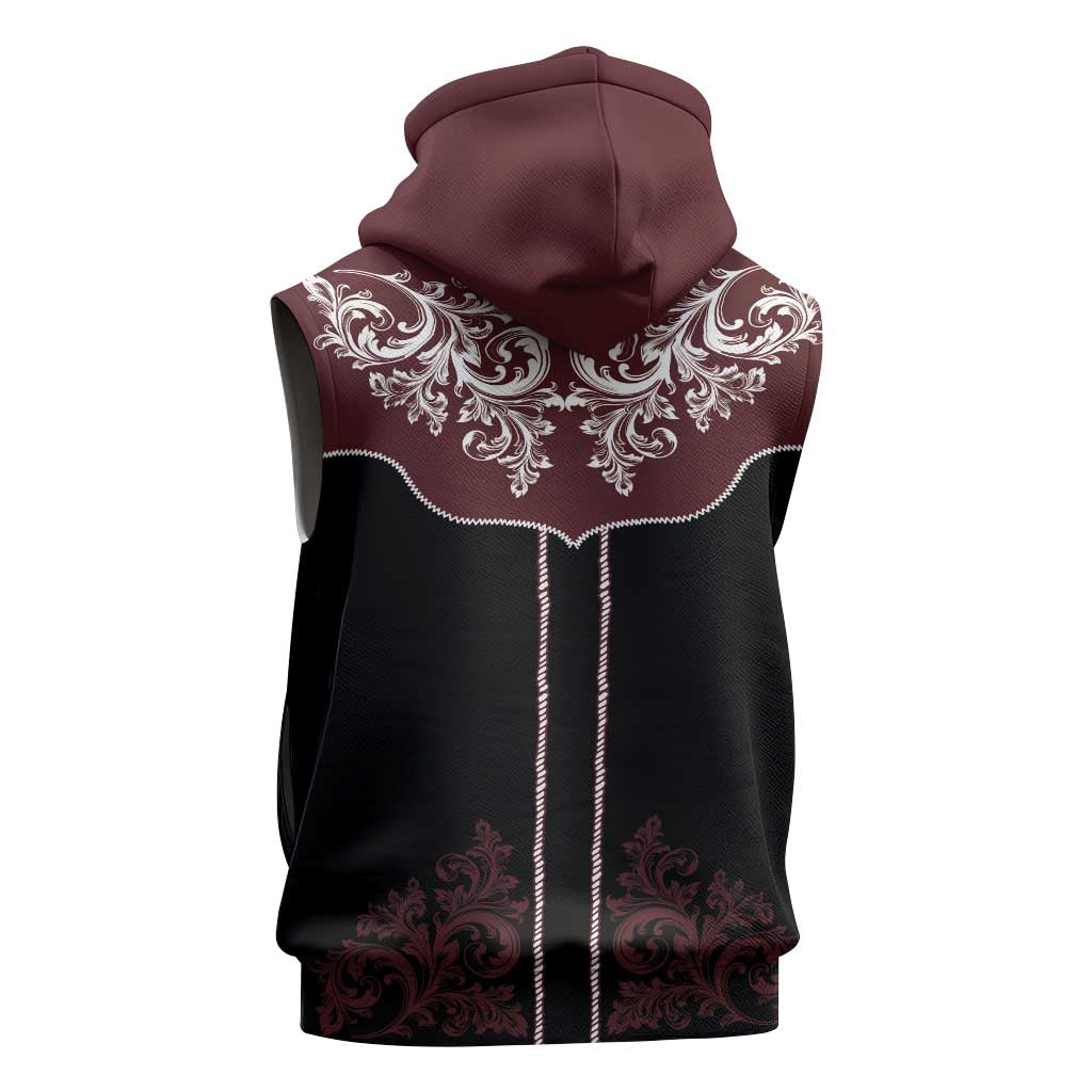 Vintage Western Cowboy Sleeveless Zip Hoodie Black Version - Wonder Print Shop