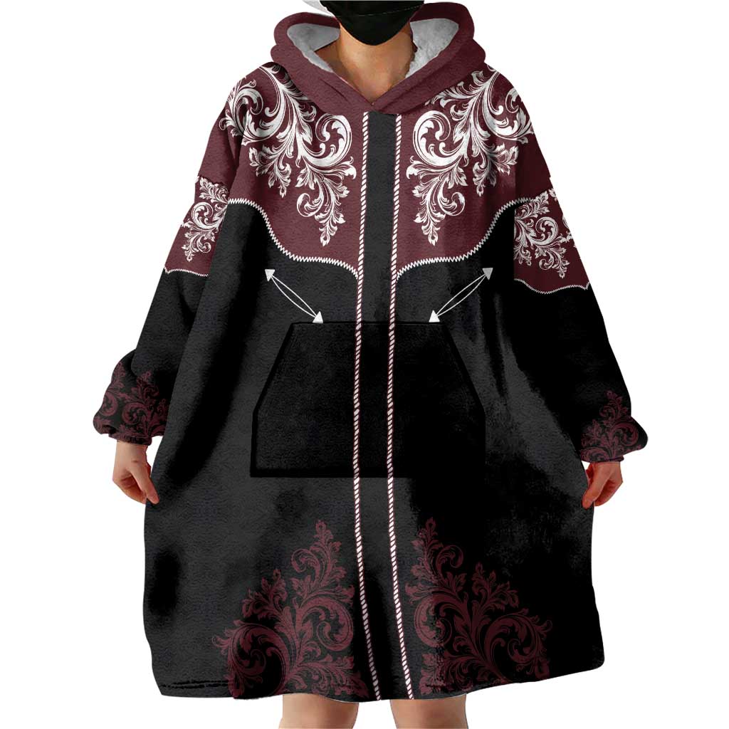 Vintage Western Cowboy Wearable Blanket Hoodie Black Version - Wonder Print Shop