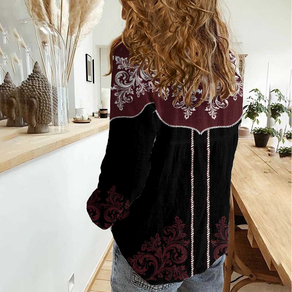 Vintage Western Cowboy Women Casual Shirt Black Version - Wonder Print Shop