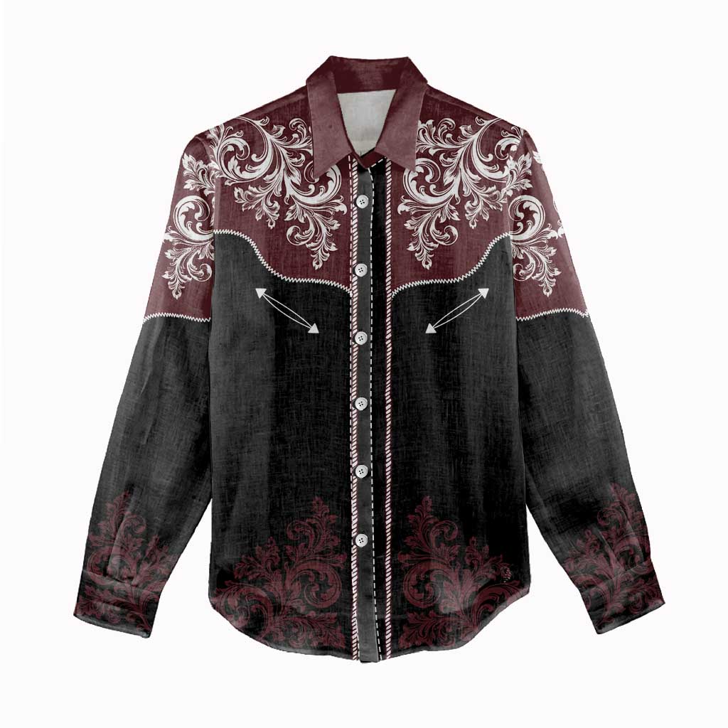 Vintage Western Cowboy Women Casual Shirt Black Version - Wonder Print Shop