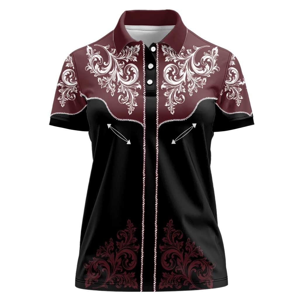 Vintage Western Cowboy Women Polo Shirt Black Version - Wonder Print Shop