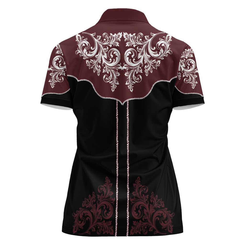 Vintage Western Cowboy Women Polo Shirt Black Version - Wonder Print Shop