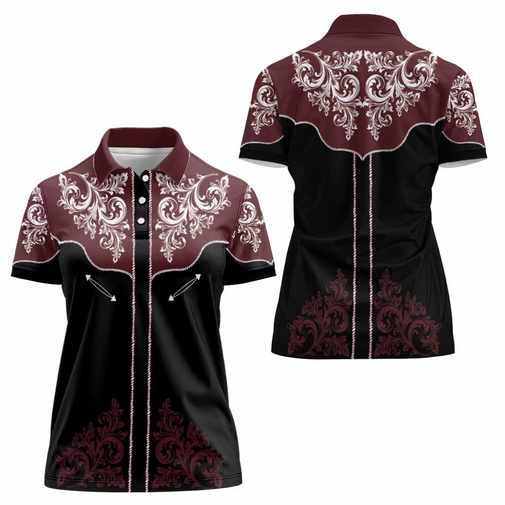 Vintage Western Cowboy Women Polo Shirt Black Version - Wonder Print Shop