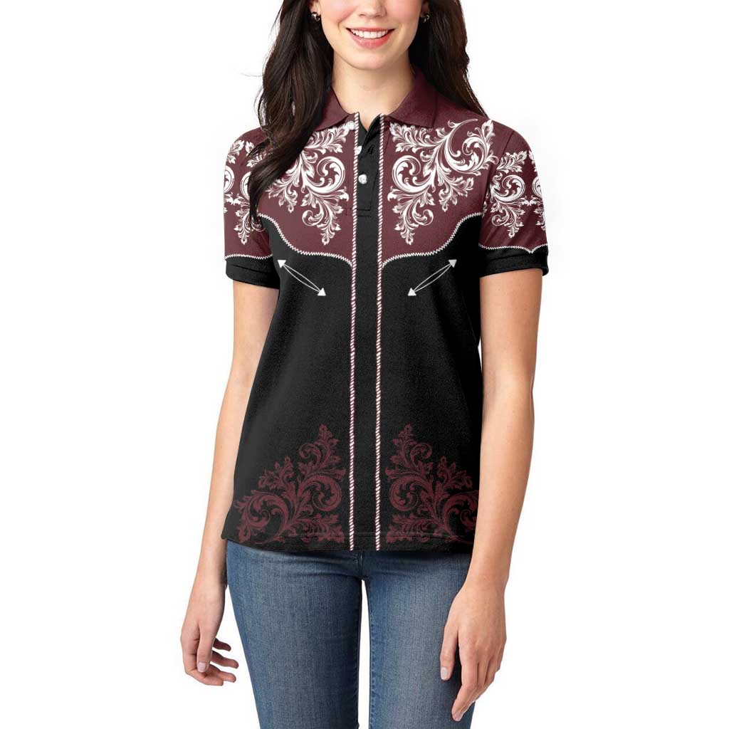 Vintage Western Cowboy Women Polo Shirt Black Version - Wonder Print Shop