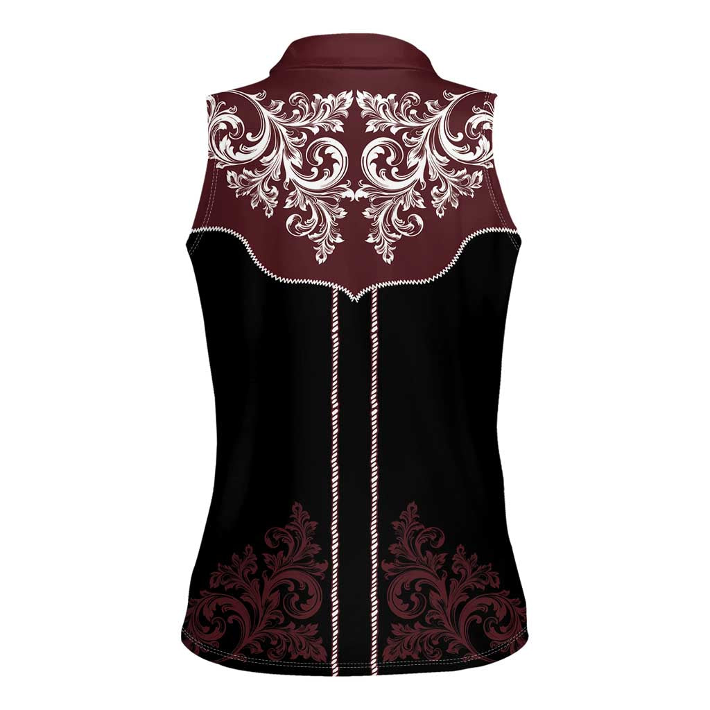 Vintage Western Cowboy Women Sleeveless Polo Shirt Black Version - Wonder Print Shop