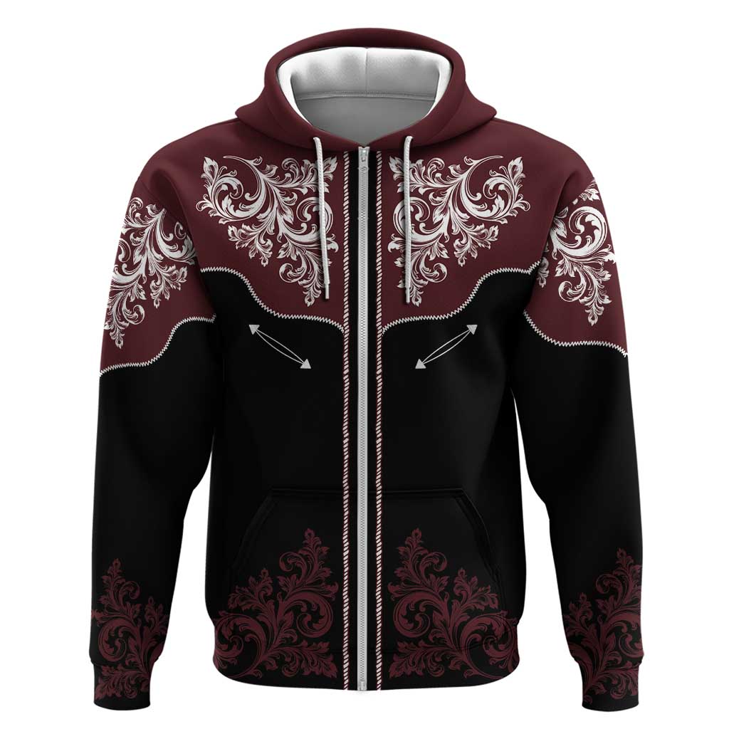 Vintage Western Cowboy Zip Hoodie Black Version - Wonder Print Shop