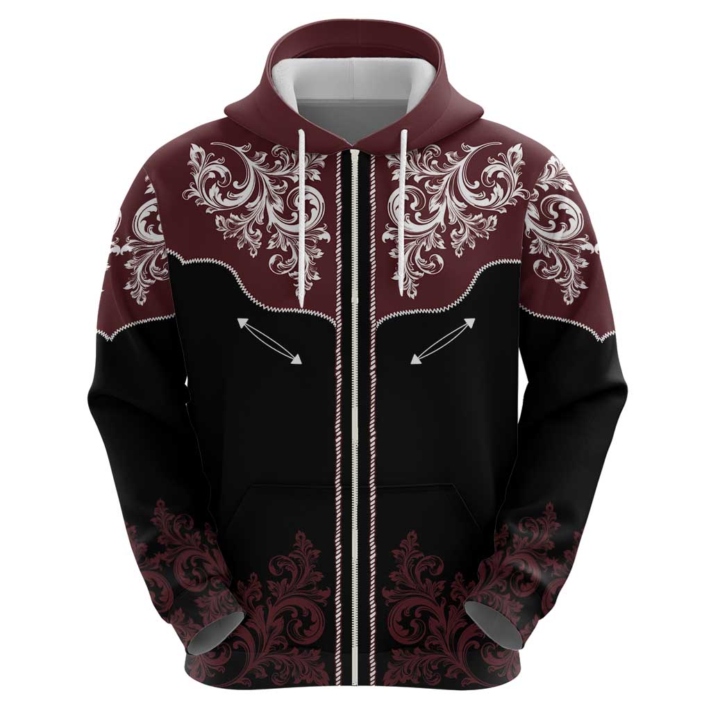 Vintage Western Cowboy Zip Hoodie Black Version - Wonder Print Shop